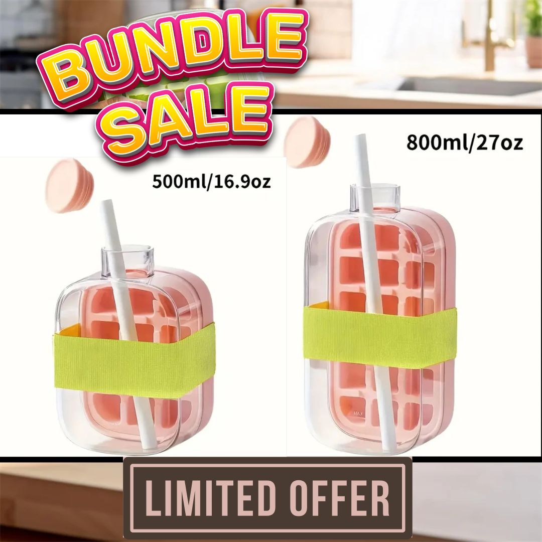 CoolSip⢠| 2-in-1 Ice Cube Bottle (500ml & 800ml Bundle)