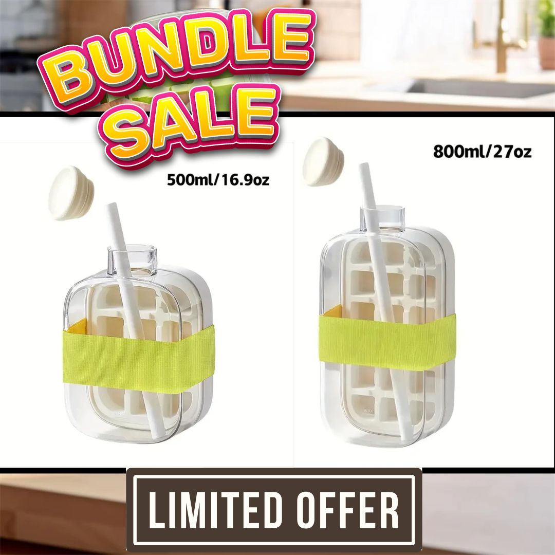 CoolSip⢠| 2-in-1 Ice Cube Bottle (500ml & 800ml Bundle)