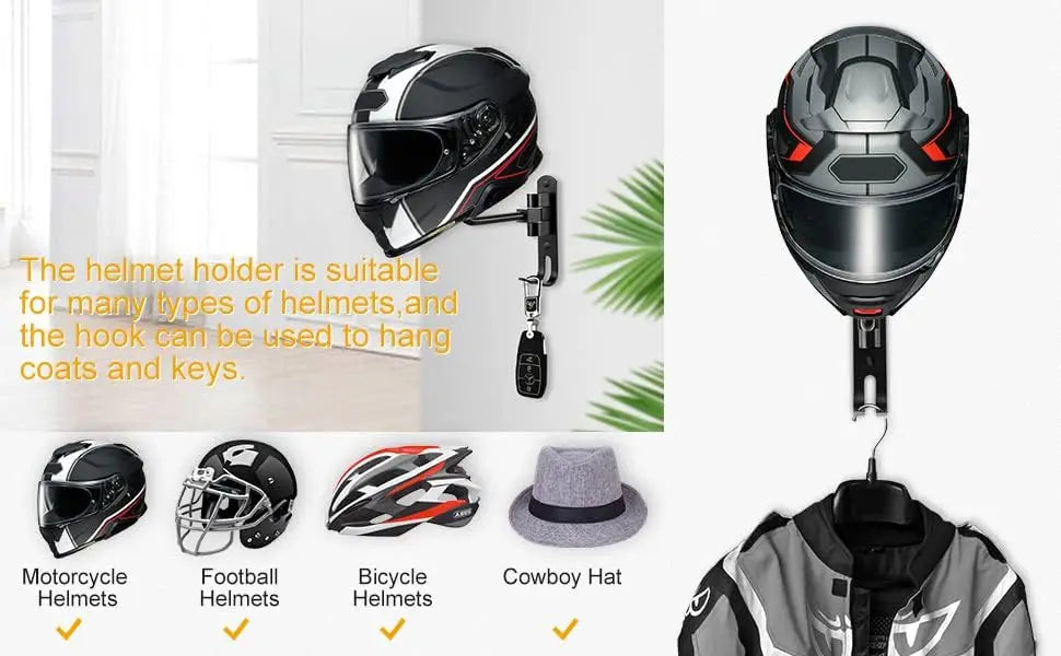 PivotRack™ | 2 Pack Wall-Mount 180° Helmet Holder