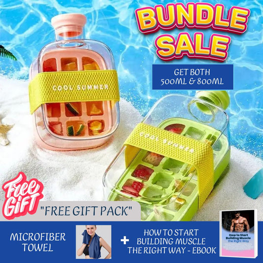 CoolSip™ | 2-in-1 Ice Cube Bottle (500ml & 800ml Bundle)